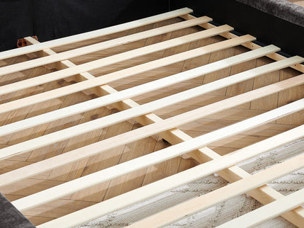 Modern Upholstered Bed Frame With Thick Fabric And Headboard