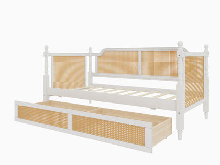 Traditional Style Rattan Daybed, No Box Spring Needed