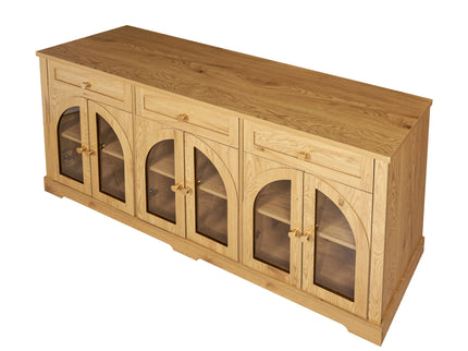 Sideboard Cabinet With 3 Drawers And 6 Arched Glass Doors