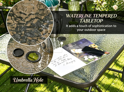 Outdoor Furniture Set, Foldable Patio Dining Set With Table And Chairs - Dark Brown