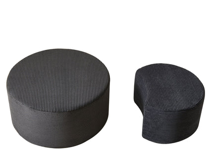 Modern Upholstered Round Coffee Table For Living Room (Set of 2)