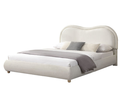 Upholstered Platform Bed Frame With Curved Headboard