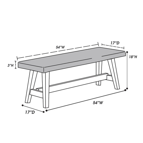 Dining Room Bench - Gray / Gray