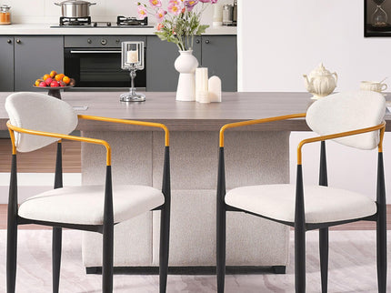Modern Upholstered Dining Chair With Accented Armrests (Set of 2)