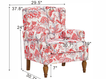 Accent Chair With Floral Upholstery And Nailhead Trim