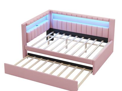 Upholstered Platform Bed With USB Ports And LED Belt
