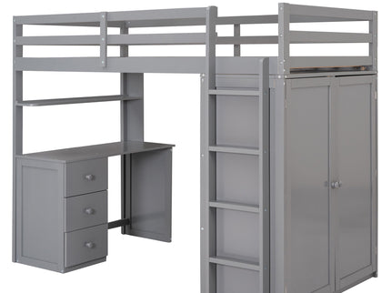 Loft Bed With Drawers, Desk, And Wardrobe