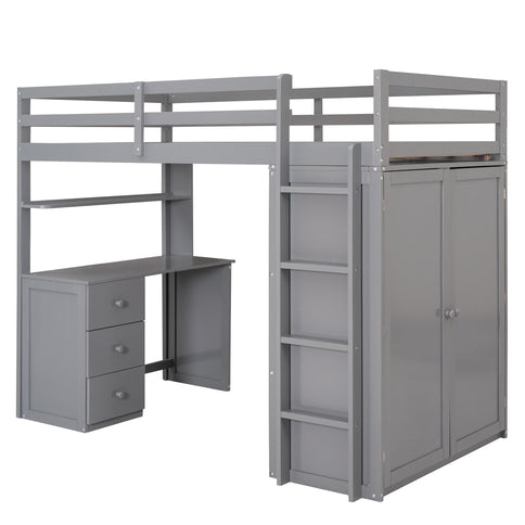 Loft Bed With Drawers, Desk, And Wardrobe
