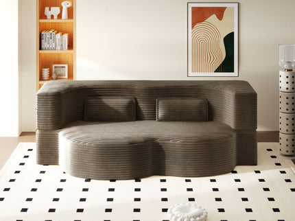 Modern Floor Sofa With 2 Pillows, Convertible Twin Size Folding Mattress For Living Room