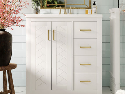 Bathroom Vanity With Sink, Storage Cabinet, Freestanding Set With 3 Drawers & Soft Closing Doors