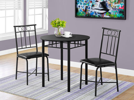 3 Pieces Dining Table Set, Small, Round, Contemporary & Modern