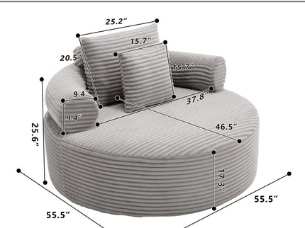 Round Sofa Bed With 3 Pillows For Living Room