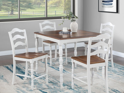 5 Piece Counter Height Dining Set With Table 4 Chairs - Oak / White