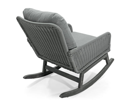 Contemporary Minimalist Wicker Rocking Chair With Soft Cushions And Durable Wooden Frame