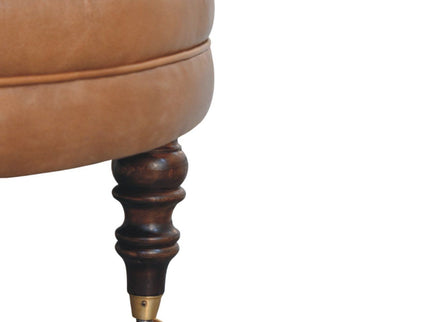 Buffalo - Round Ottoman With Castor Legs - Brown