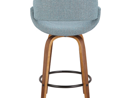 Fabrico - Mid Century Modern Fixed Height Counter Stool And Round Footrest (Set of 2)