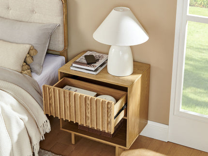 Nightstand With Hidden Charging Station USB Ports & Outlet Hole