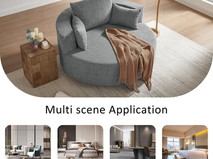 360° Swivel Accent Barrel Chair With 3 Removable Pillows For Living Room