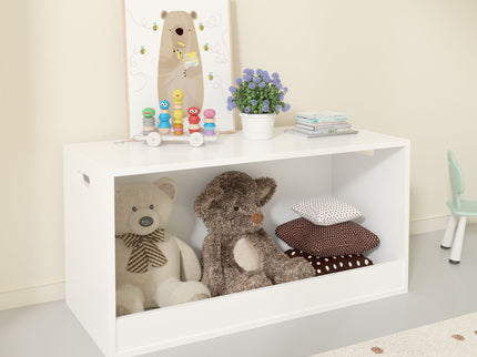 Open Toy Storage Box For Kids, Organizer Bin For Plush Toys, Books - White