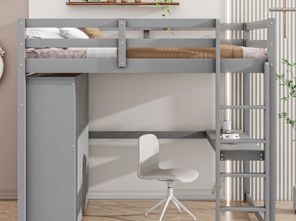 Loft Bed With Built In Wardrobe, Shelves And Drawers