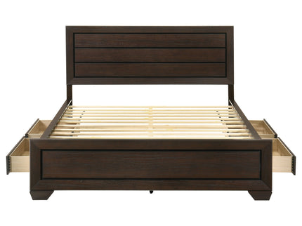 Kauffman - Queen Storage Panel Bed With Side Drawers - Dark Brown