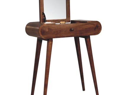 Mini Dressing Table With Foldable Mirror - Caramel