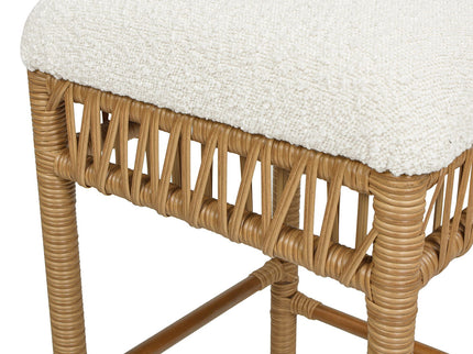 Lucia - Backless Upholstered Counter Stool With Frame - Ivory White