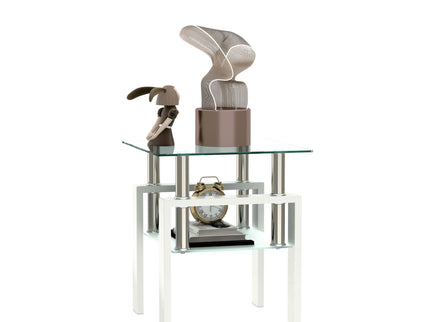 Modern Tempered Glass Tea Table, End Square Table For Living Room