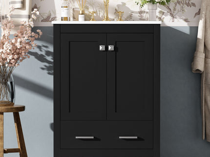 Bathroom Vanity With Integrated Undermount Ceramic Sink, 2 Doors And 1 Drawer, Soft Close Hinges