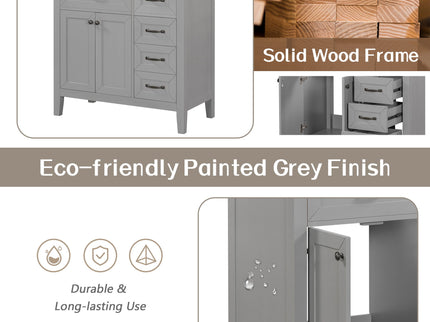 Modern Bathroom Vanity Base Only, 2 Doors And 3 Drawers