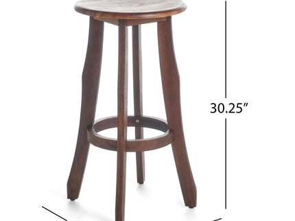 Primrose - Outdoor Acacia Wood Barstools With Foot Rest, (Set of 2) - Dark Brown