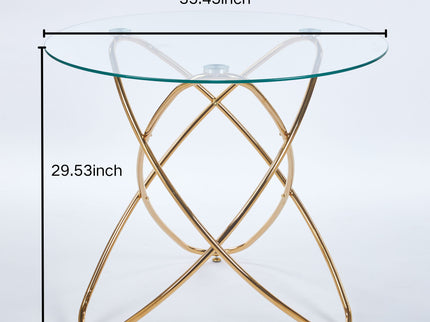 Metal Leg Dining Table With Tempered Glass Top