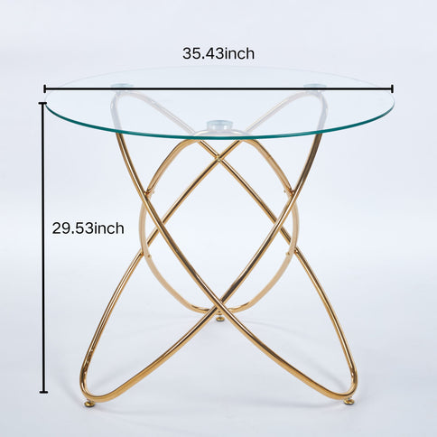 Metal Leg Dining Table With Tempered Glass Top