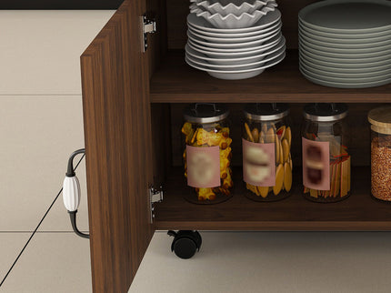 Multi Functional Folding Table With Storage Shelves And Wheels
