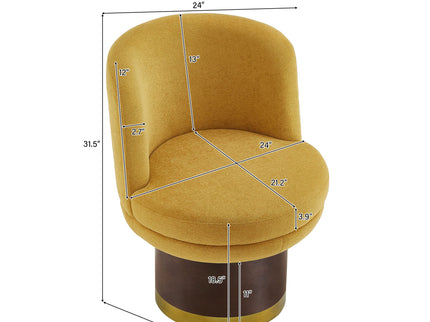 Round Swivel Accent Chair With Ergonomic Backrest For Living Room