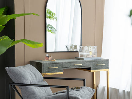 Arched Mirror With Metal Frame, Wall Mirror For Living Room Bedroom Entryway