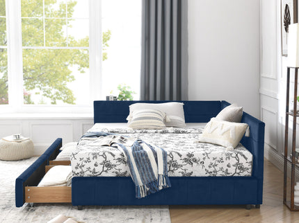 Elegant Design Storage Upholstered Tufted Bed Frame With Backrest And Armrests