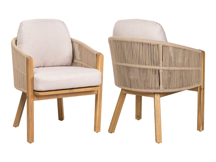 Grotta - Outdoor Dining Arm Chair (Set of 2) - Teak / Beige