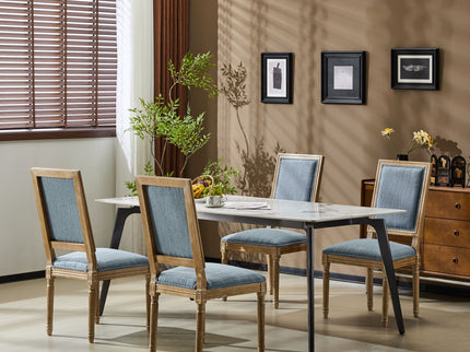 French Country Style Dining Chair With Upholstered Seating And Fluted Legs