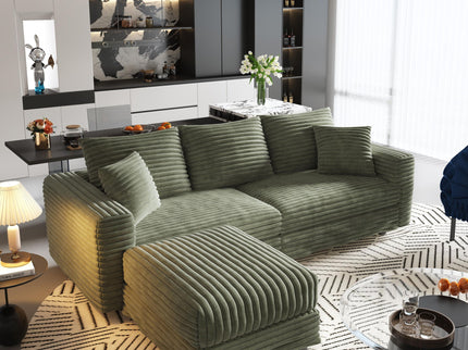 Convertible Deep Seat Sofa With Soft Pillows And Ottomans