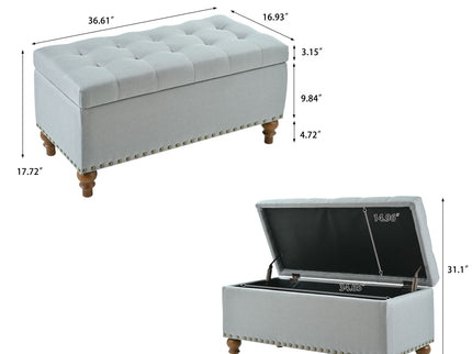 Upholstered Ottoman With Storage And Rivet Trim