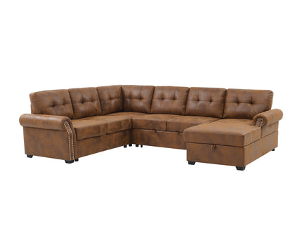 Arm Sectional And Pull Out Bed - Brown