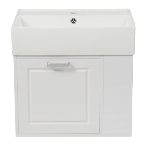 Modern Wall Mounted Bathroom Vanity With Sink, Soft Close Drawer, Adjustable Shelf, Toilet Paper Holder