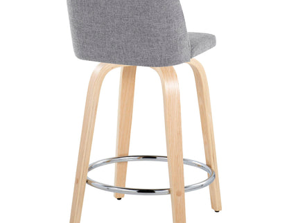 Toriano - Contemporary Fixed Height Counter Stool & Swivel And Round Footrest (Set of 2)