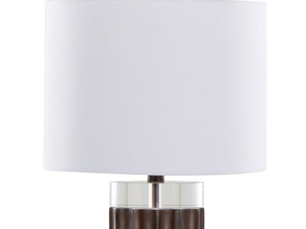 Cylinder - Fluted Contemporary Table Lamp (Set of 2) - Brown / Clear / White