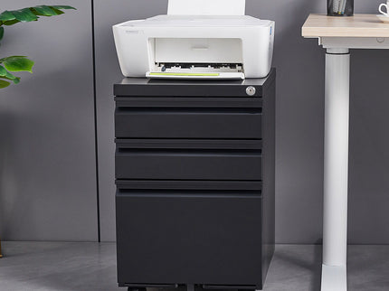 Contemporary 3 Drawer Mobile Filing Cabinet With Lock, Metal Office Storage For Legal / Letter Size