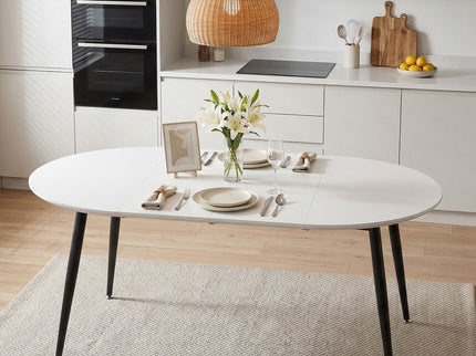 Pull Out Dining Table, Round Design - White