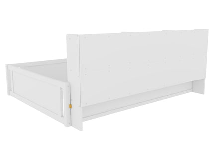 Platform Floor Bed With Guardrail Fence And Side Storage Shelves