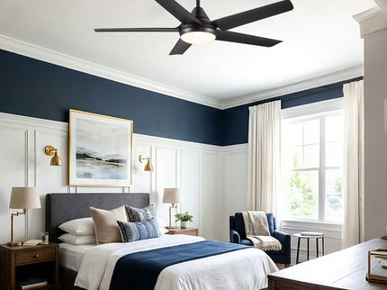 Ceiling Fan With Lights And Remote Control, Reversible DC Motor, 6 Speeds, 3 Cct Dimmable LED, Quiet Timer For Indoor - Black