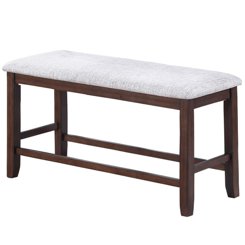 6 Piece Counter Height Dining Set Table With Storage Ladder Back Chairs And Bench - Walnut